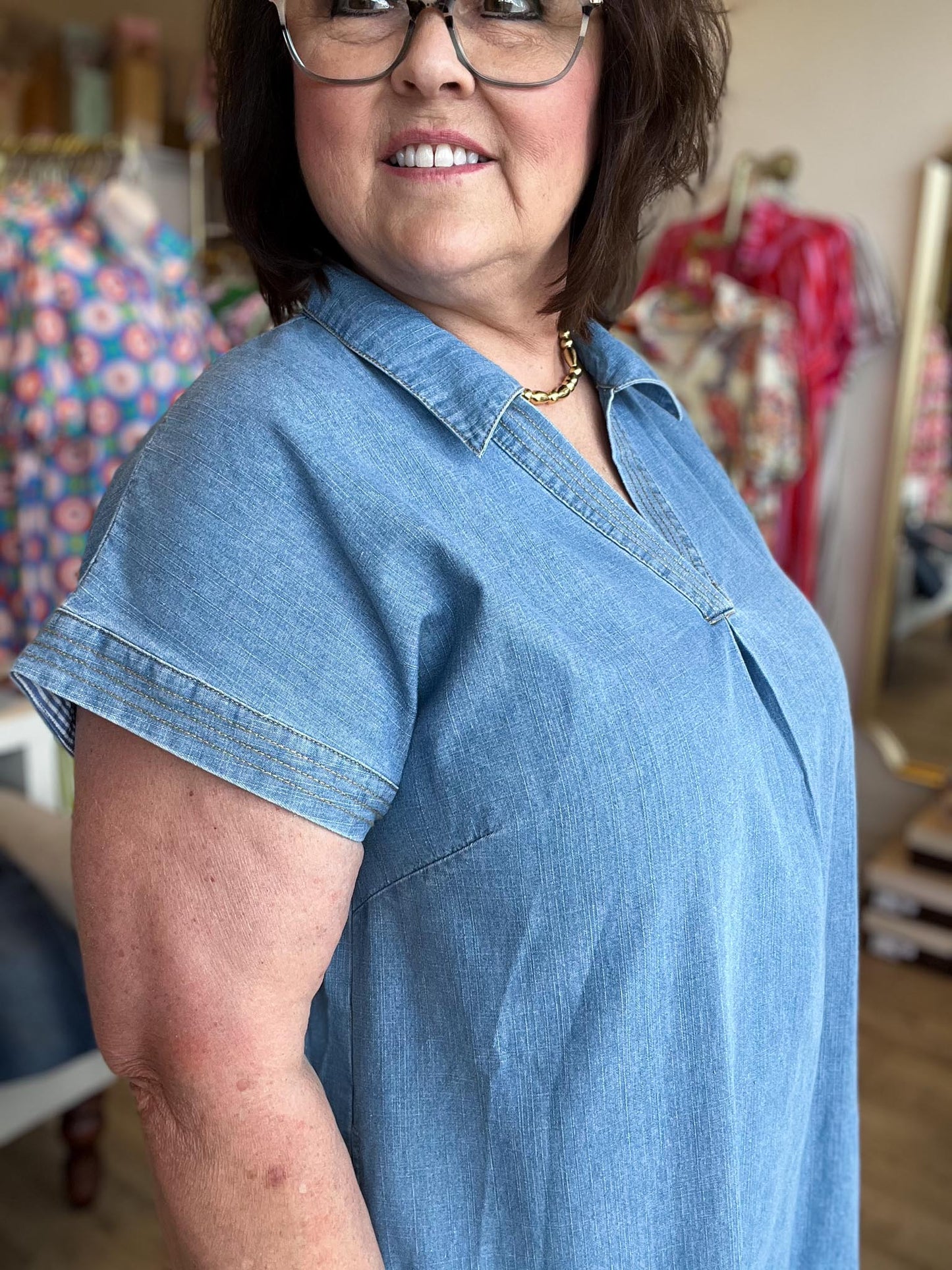 Livin' Easy Curvy Denim Midi Dress