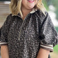 Longed for Adventure Curvy Mocha Ribbed Collar Leopard Top