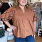 Look at Me Now Plus-Size Chestnut Embroidered Top