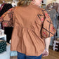 Look at Me Now Plus-Size Chestnut Embroidered Top