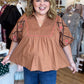 Look at Me Now Plus-Size Chestnut Embroidered Top