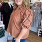 Look at Me Now Plus-Size Chestnut Embroidered Top