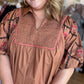 Look at Me Now Plus-Size Chestnut Embroidered Top