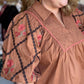 Look at Me Now Plus-Size Chestnut Embroidered Top