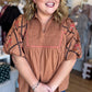 Look at Me Now Plus-Size Chestnut Embroidered Top