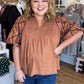 Look at Me Now Plus-Size Chestnut Embroidered Top