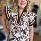 Love You a (Mocha) Latte Curvy Flutter Sleeve Lace Top