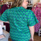 Lucky Day Plus-Size Kelly Green Floral Ruffle Top