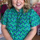 Lucky Day Plus-Size Kelly Green Floral Ruffle Top