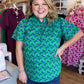 Lucky Day Plus-Size Kelly Green Floral Ruffle Top