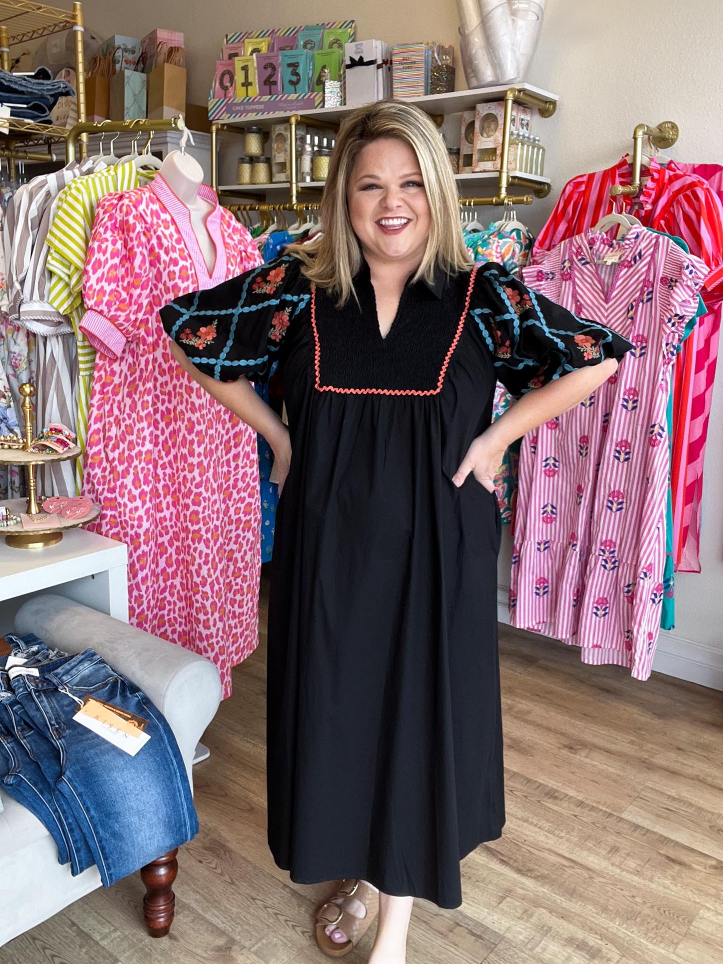 RESTOCKED! Made to Be Seen Curvy Black Embroidered Dress