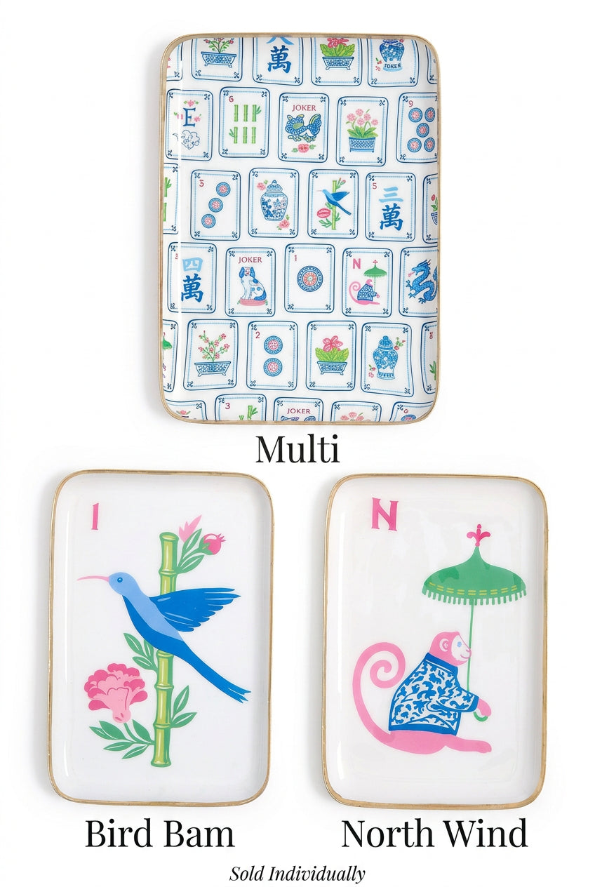 Mahjong Tile Metal Trinket Tray