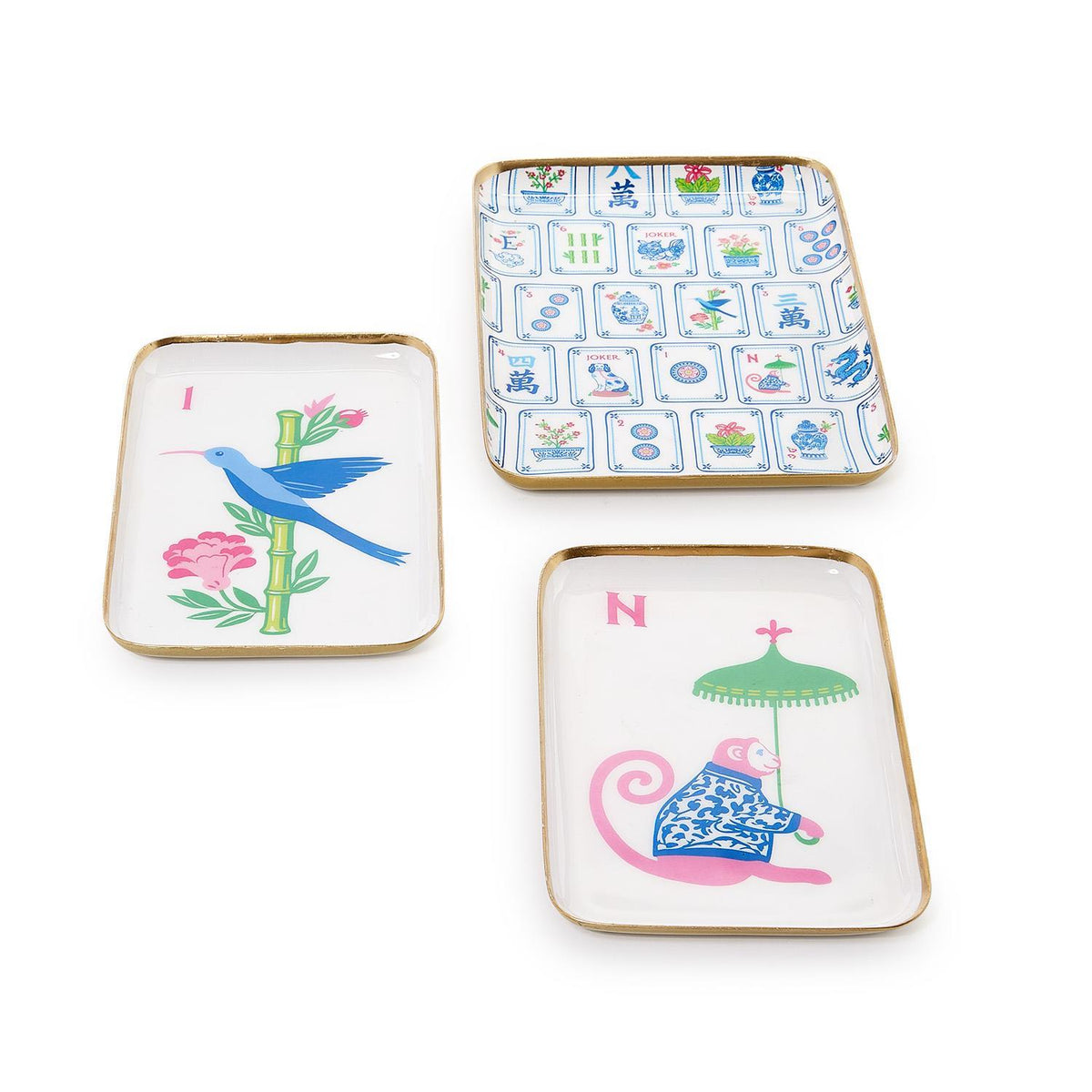 Mahjong Tile Metal Trinket Tray
