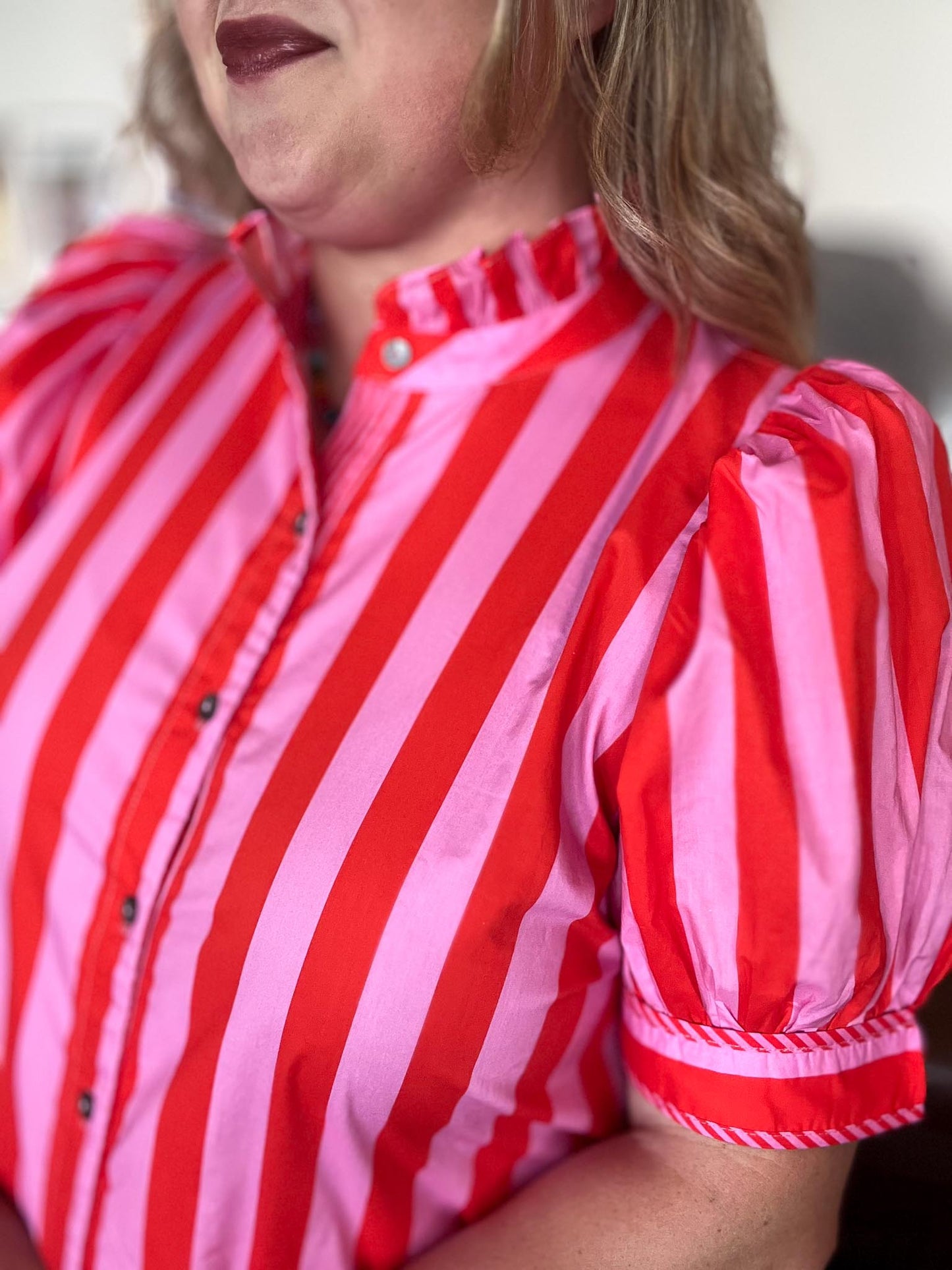 Mango Tango Curvy Pink & Orange Stripe Midi Dress