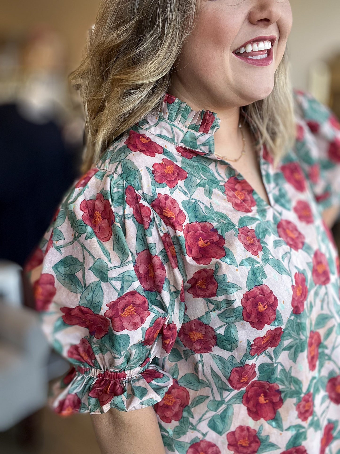 Meadow Blossoms Curvy Sage Floral Top