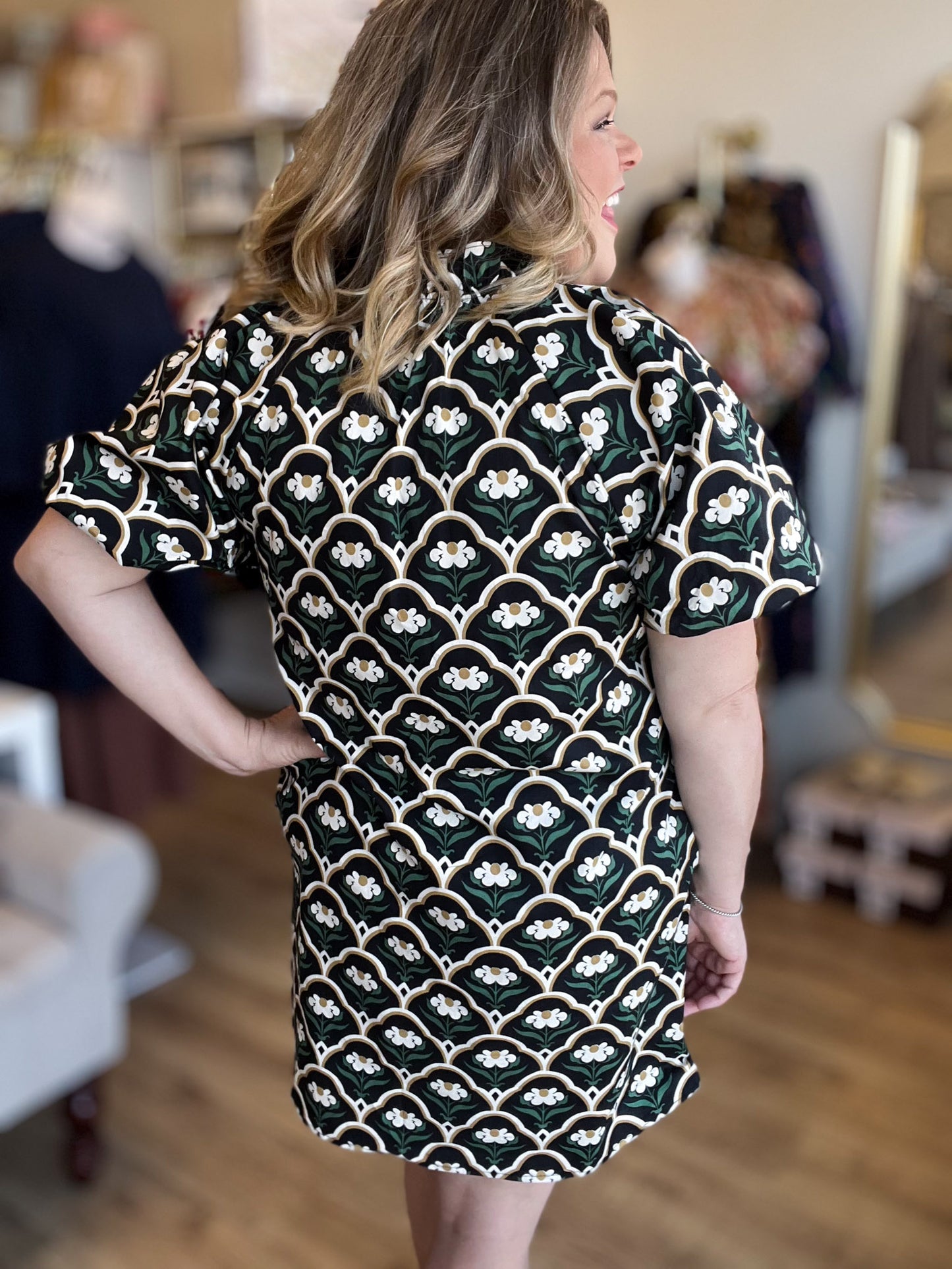 Meadow Deco Black Botanical Dress
