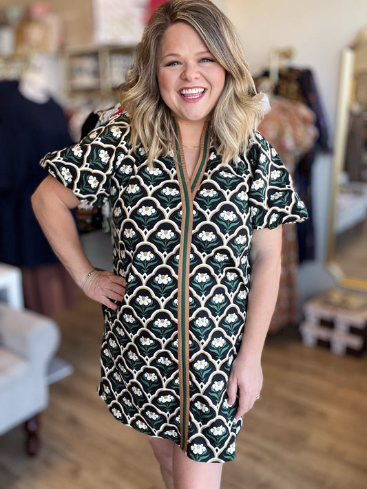 Meadow Deco Black Botanical Dress