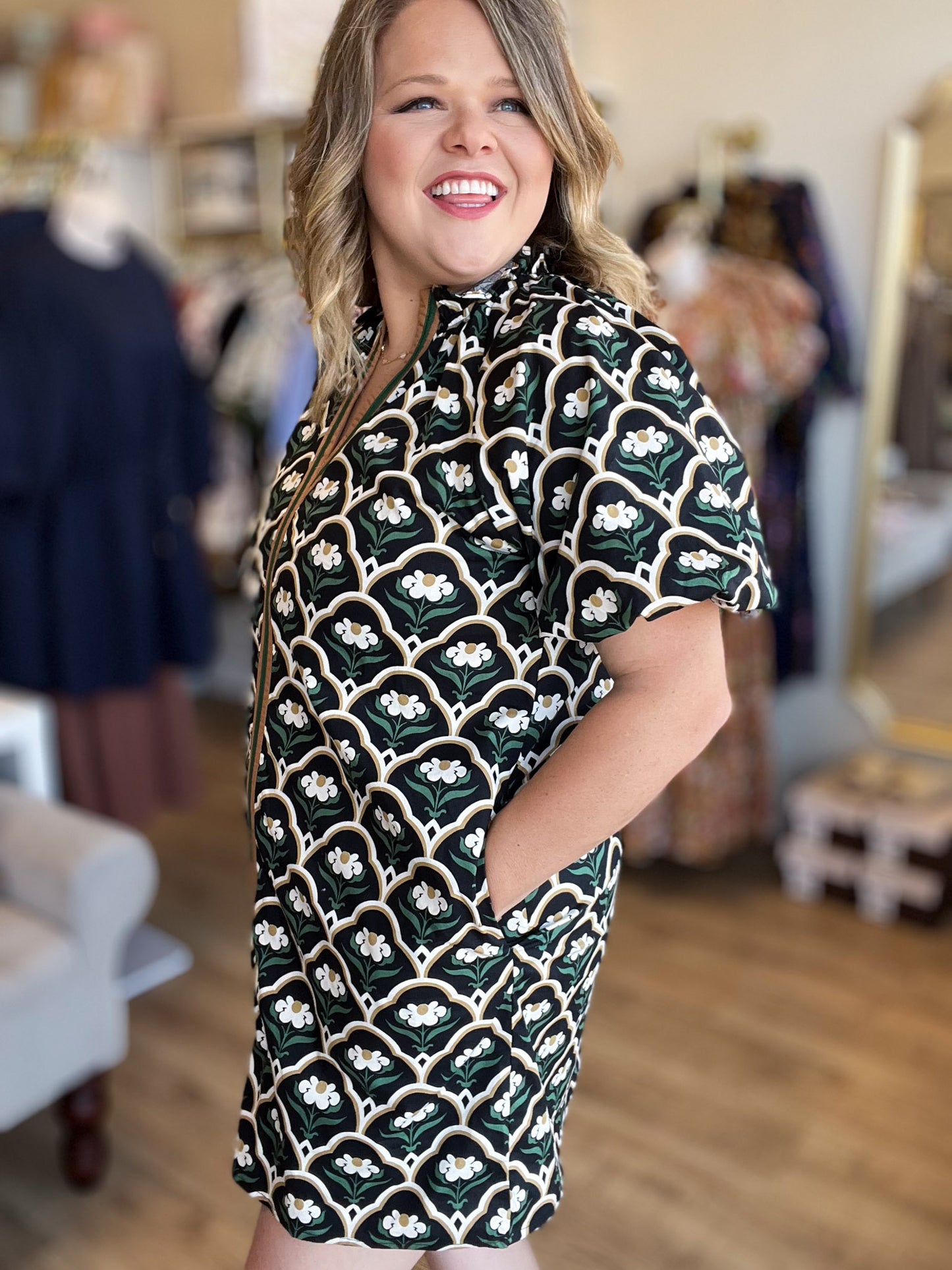 Meadow Deco Black Botanical Dress