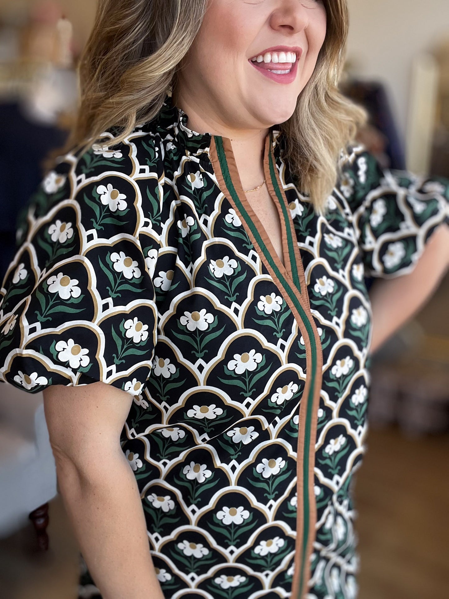 Meadow Deco Black Botanical Dress