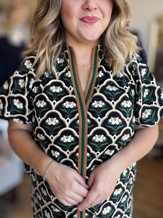 Meadow Deco Black Botanical Dress