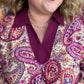 Merlot Mania Curvy Paisley Collared Top