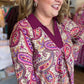 Merlot Mania Curvy Paisley Collared Top