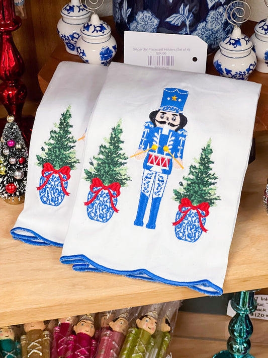 Merry Marchers Embroidered Tea Towel