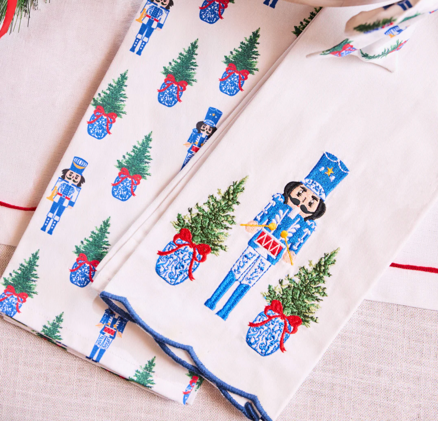 Merry Marchers Embroidered Tea Towel