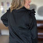 Midnight Ember Curvy Black Cable Knit Half Zip Top