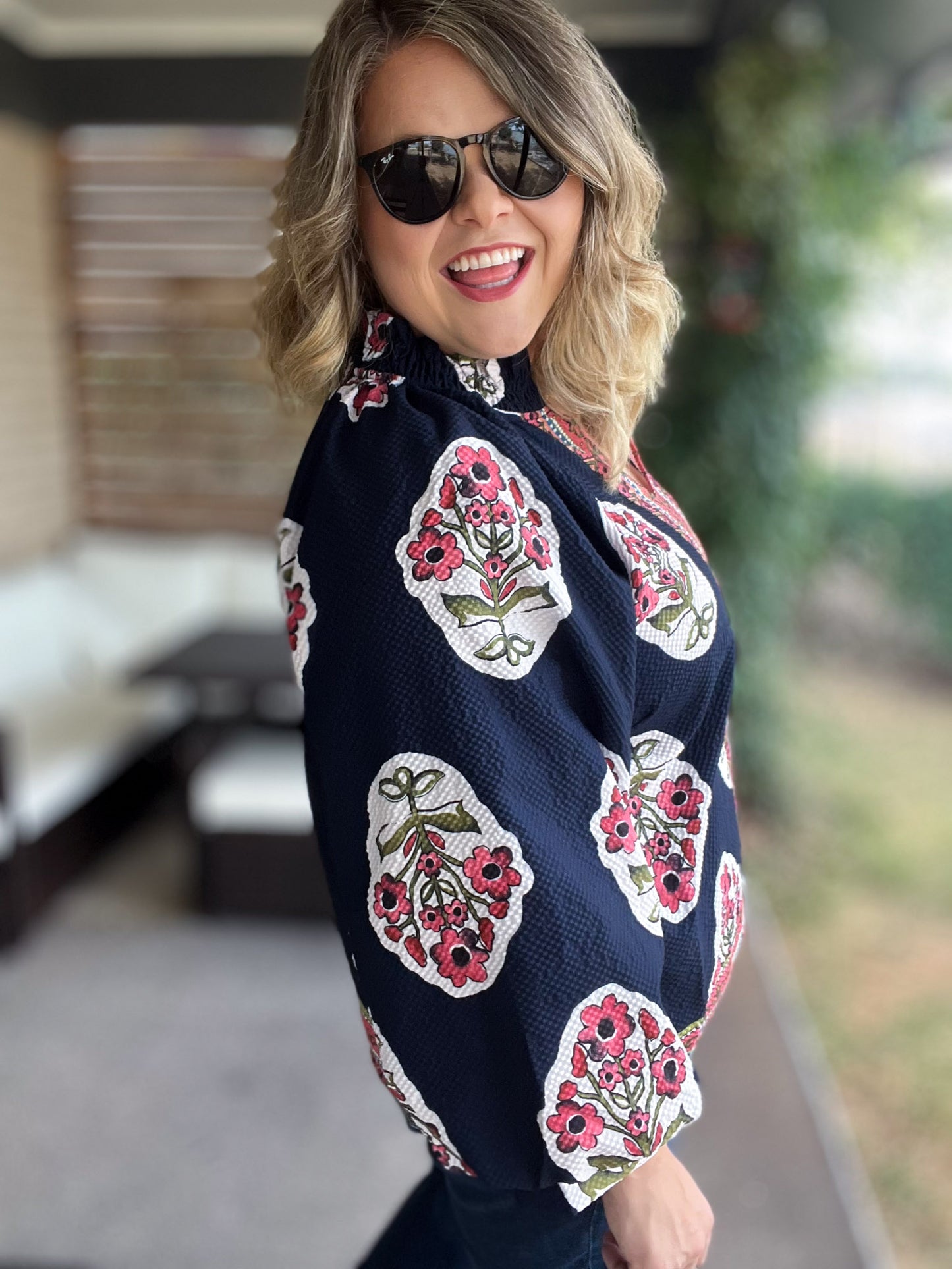Midnight Meadows Curvy Navy Floral Tunic