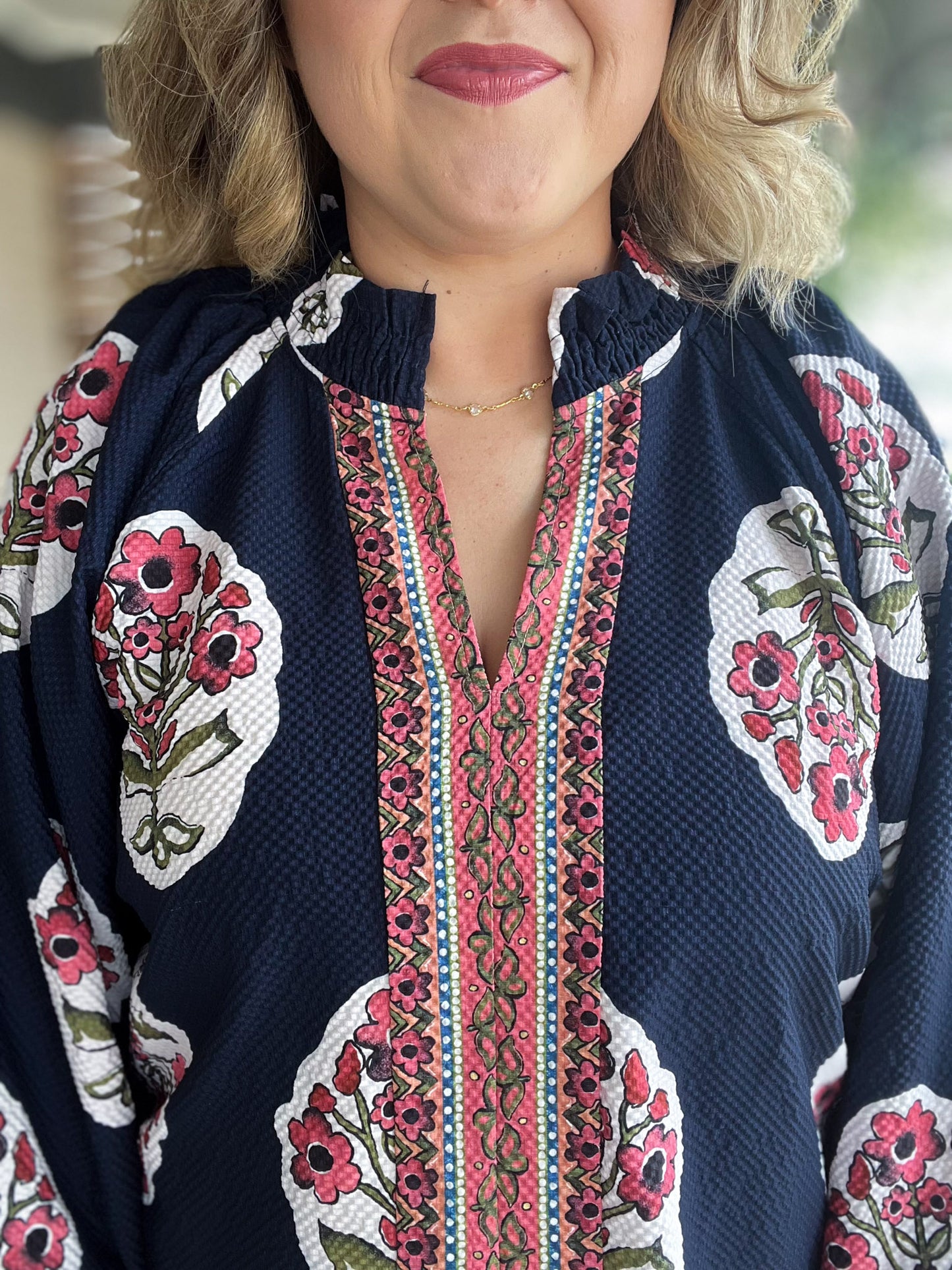 Midnight Meadows Curvy Navy Floral Tunic