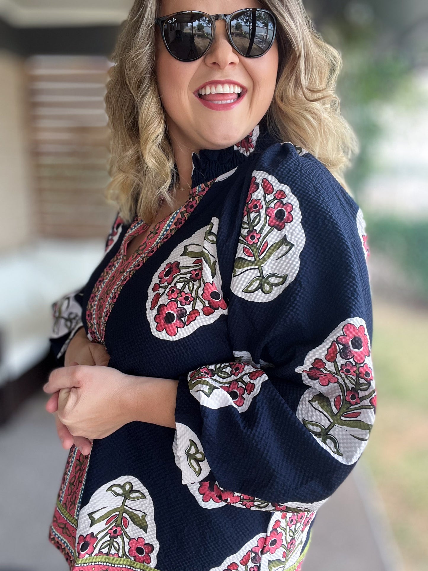 Midnight Meadows Curvy Navy Floral Tunic