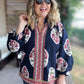 Midnight Meadows Curvy Navy Floral Tunic