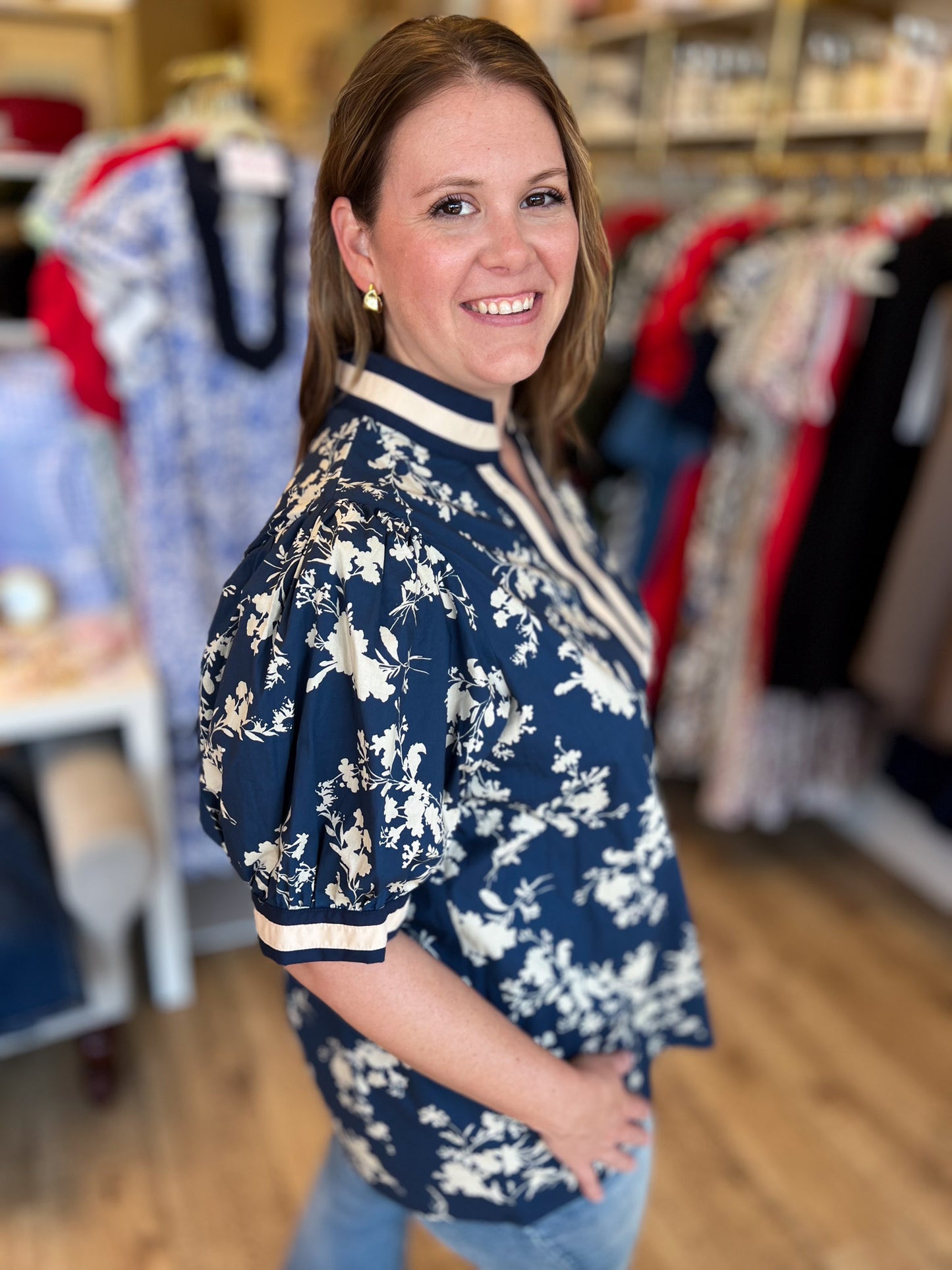 Midnight Mistress Curvy Navy Contrast Top