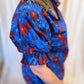 Midnight Moonflowers Curvy Blue Floral Top