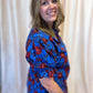 Midnight Moonflowers Curvy Blue Floral Top