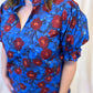 Midnight Moonflowers Curvy Blue Floral Top