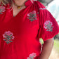 Miss American Pie Curvy Red Bubble Sleeve Top