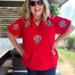 Miss American Pie Curvy Red Bubble Sleeve Top