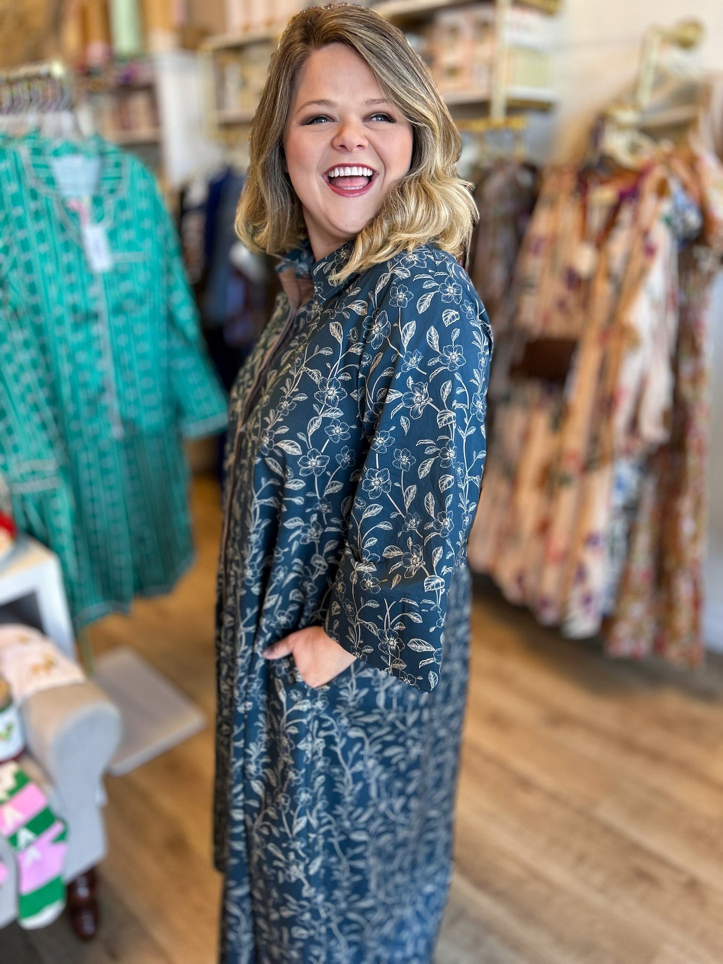 Mistletoe Moment Curvy Navy Floral Maxi Dress