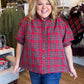 Mistletoe & Martinis Tartan Puff Sleeve Top