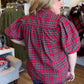 Mistletoe & Martinis Tartan Puff Sleeve Top