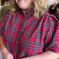 Mistletoe & Martinis Tartan Puff Sleeve Top