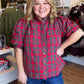 Mistletoe & Martinis Tartan Puff Sleeve Top