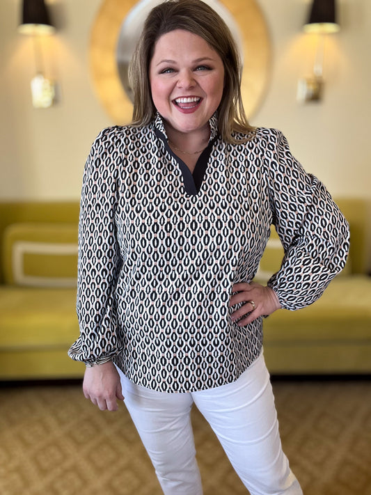 Modern Contour Curvy Geometric Blouse