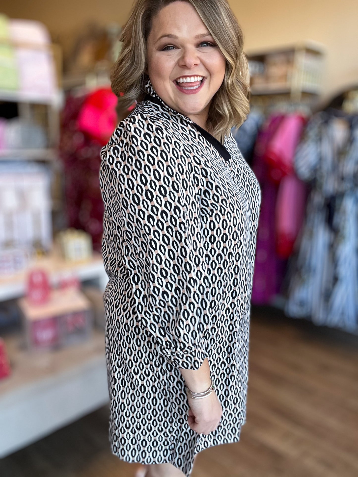 Modern Mosaic Curvy Geometric Dress