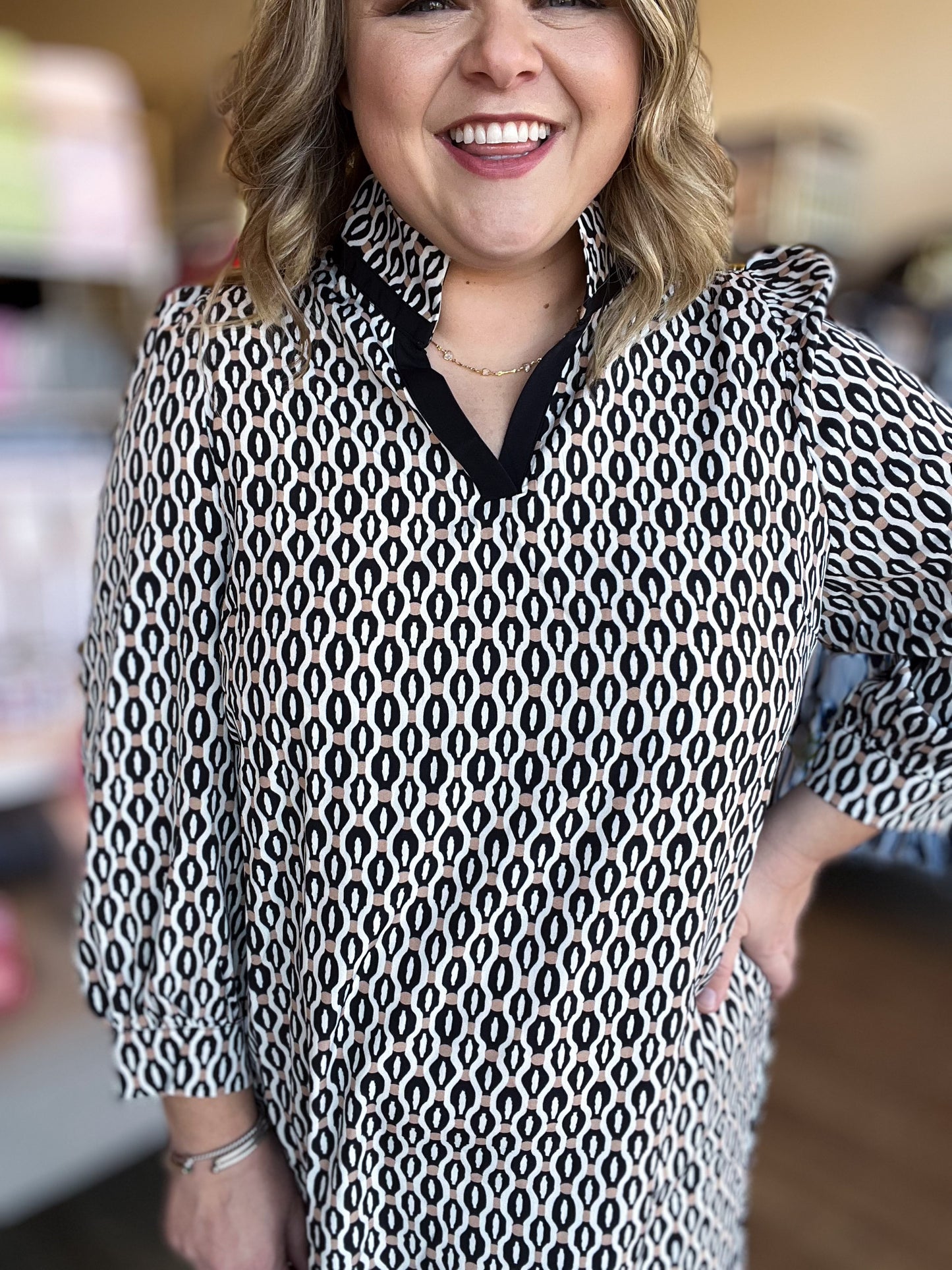 Modern Mosaic Curvy Geometric Dress