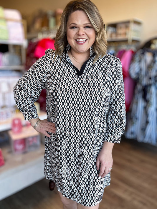 Modern Mosaic Curvy Geometric Dress