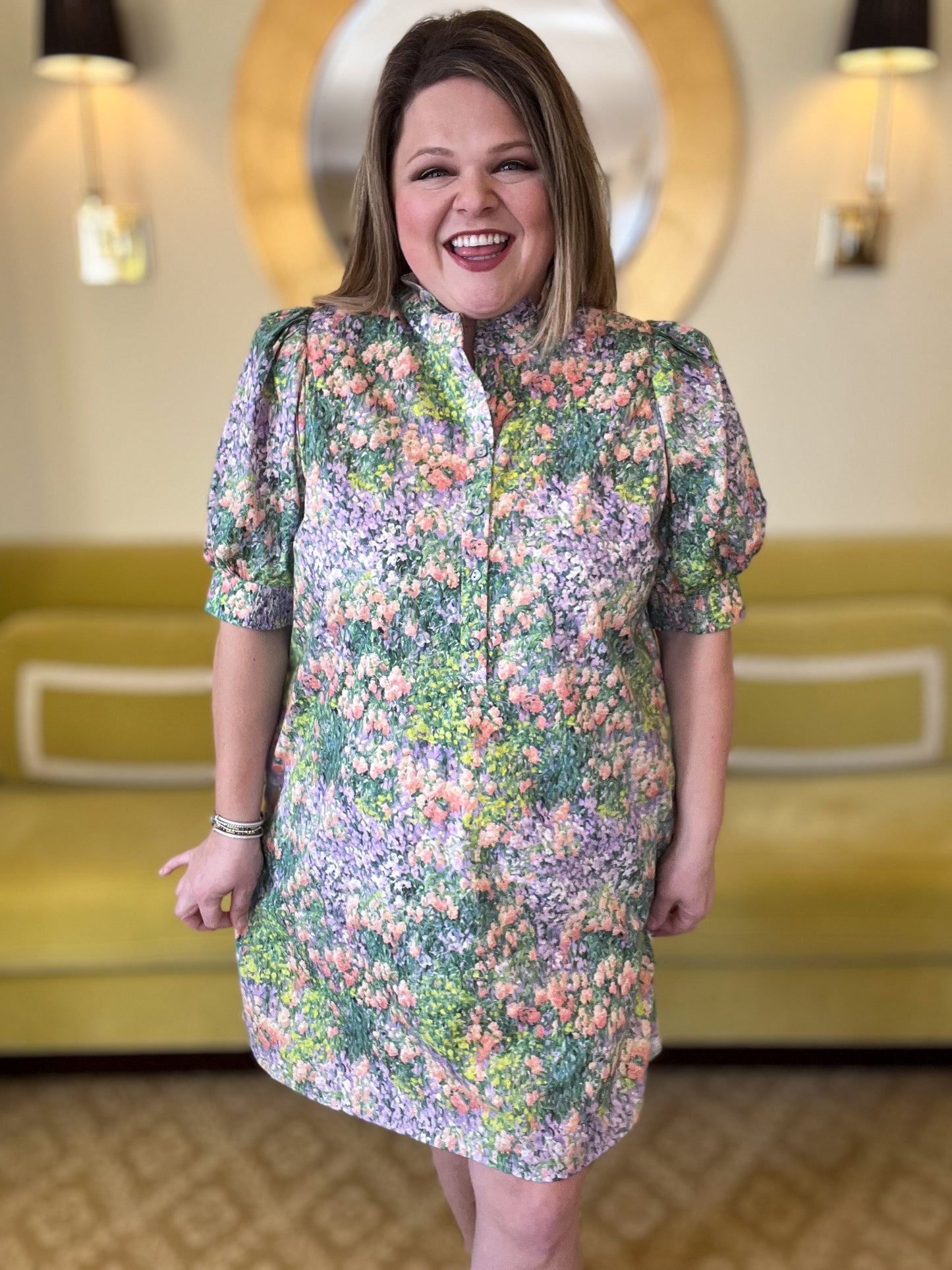 Monet Meadows Curvy Floral Mini Dress