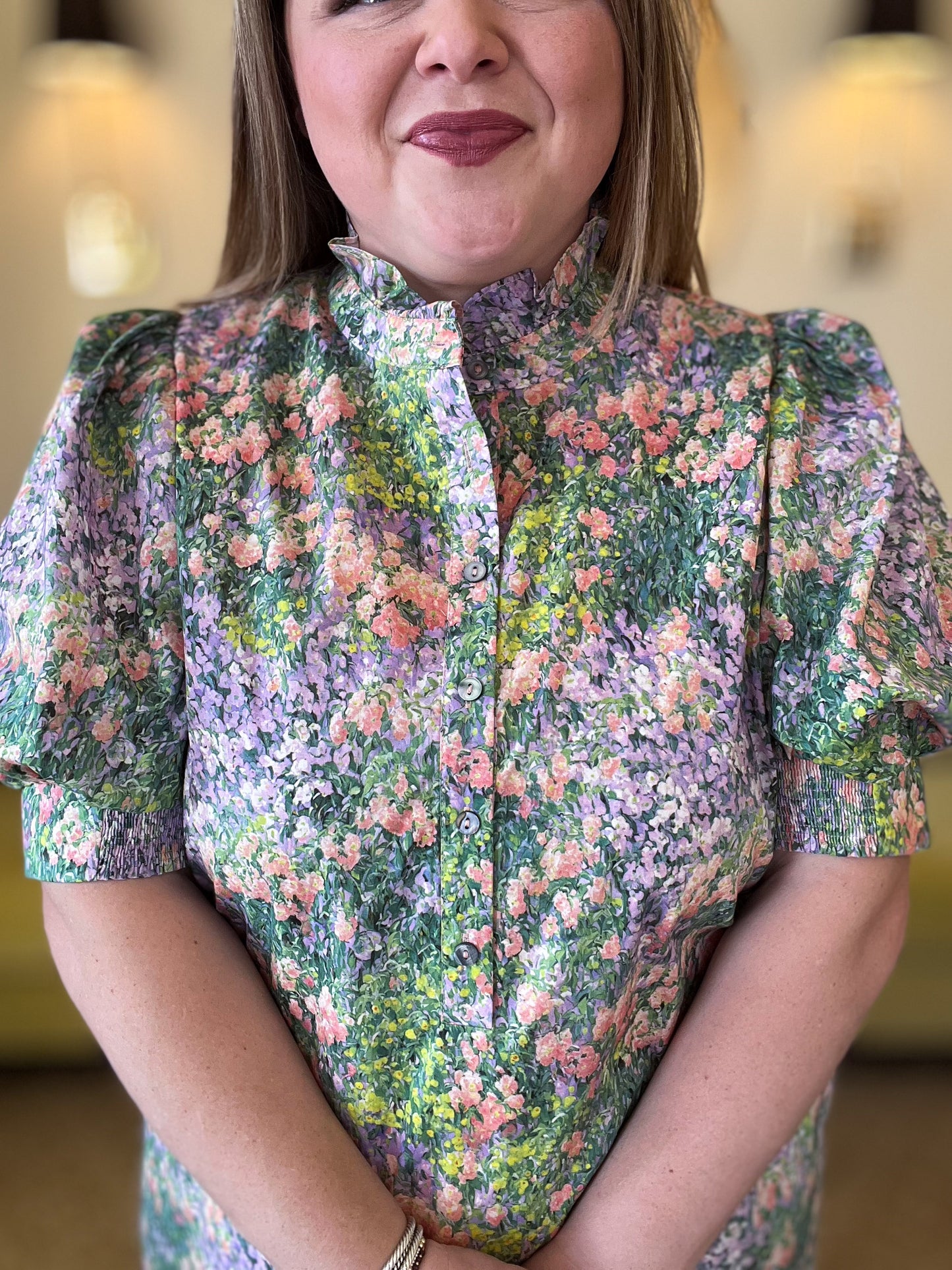 Monet Meadows Curvy Floral Mini Dress